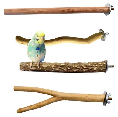 Produktbild von Naturholz Sitzstangen Set für Vögel, 4 Stück, für Wellensittich & Kanarienvogel