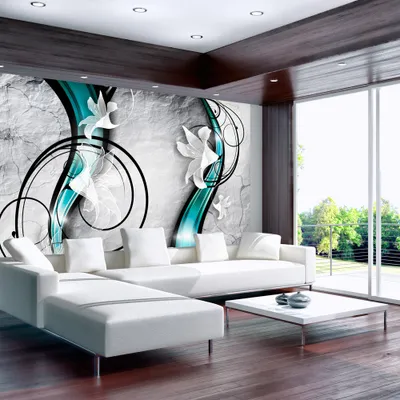 Produktbild von Fototapete selbstklebend Blumen Lilien 392x280 cm Tapete Wandtapete Wandbilder Klebefolie Dekofolie Tapetenfolie Wand Dekoration Wohnzimmer - Ornament Design a-A-0037-a-d