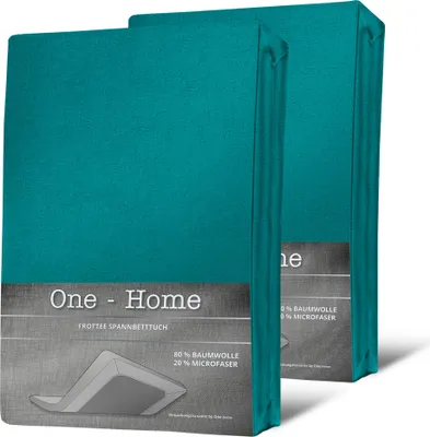 Produktbild von 2er Pack Spannbettlaken FROTTEE 180x200 cm - 200x200 cm petrol Spannbetttuch