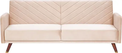 Produktbild von BELIANI Sofa 3-Sitzer Beige Samtstoff Schlaffunktion Retro Modern Wohnzimmer