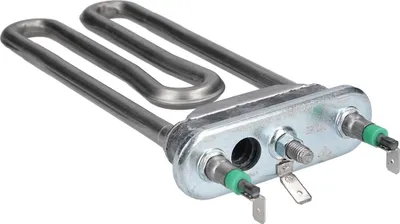 A close-up shot of a washing machine heating element.