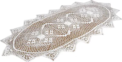 Produktbild von Gehäkelter Tischläufer, oval, weiß, 50 x 100 cm, ovale Tischdecke aus weißem Garn