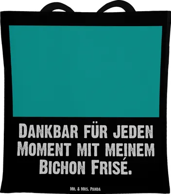 Produktbild von Mr. & Mrs. Panda Schultasche Bichon Frisé Moment - Schwarz - Geschenk, Laptoptasche, Shopping Tasche, Tragetasche, canvas