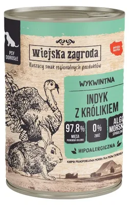 Immagine prodotto di Wiejska Zagroda Coniglio con Coniglio cibo umido per cani 400g