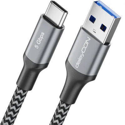 Produktbild von deleyCON 1,5m USB-A auf USB-C Kabel USB 3.0 5Gbps - Ladekabel Datenkabel - für Smartphone iPhone 17 16 iPad Galaxy S26 25 A17 A56 Tablet MacBook Notebook Kamera HDD SSD Externe Festplatte
