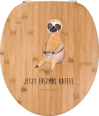 Produktbild von Mr. & Mrs. Panda Klodeckel Faultier Kaffee - Transparent - Geschenk, Toilettenbrille, Kaffeetasse, Klo-Deckel, Deko, klo deckel, Toilettendeckel, Coffee, WC Brille