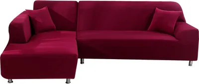 Produktbild von Sofahusse Sofabezug Stretchhusse 2er Set 3 Sitzer für L Form Sofa inkl. 2 Stücke Kissenbezug Weinrot