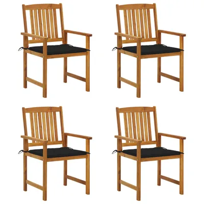 Image de The Living Store Chaises de jardin avec coussins, 4 pièces, bois massif d'acacia