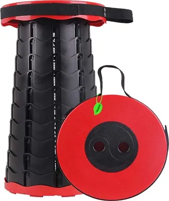 Produktbild von Tragbarer Klapphocker,Teleskophocker,Klappstuhl Campinghocker für Outdoor Camping Angeln Wandern Rot
