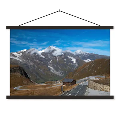 Produktbild von MuchoWow® Textilposter Die Großglockner Hochalpenstraße mit den Berggipfeln in Österreich 60x40 cm mit schwarzem Rahmen - Hölzernes