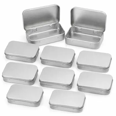 Productafbeelding van Kleine blikdoos met deksel - 10 stuks - Opbergdoos - 95x60x21 mm