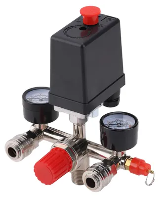 Druckregler mit 2 Manometern 90-120 psi 20 A für Kompressor