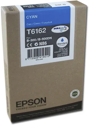 Obrázek produktu pro Epson ink tank Cyan T6162 DURABrite Ultra Ink, Low Yield, Azurová, 53 ml, 1 kusů, Balení po jednom