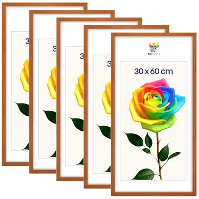 Obrázok produktu pre MG Design, sada 5 kusov rámov na obrazy, lakované, 30x60 cm - rámy na plagáty z masívneho dreva s akrylovým sklom, zosilnený systém na zavesenie, vhodné na zavesenie vertikálne aj horizontálne