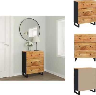 Image de vidaXL, meuble de rangement, 60x33x75 cm, en bois massif d'acacia - Meubles de rangement