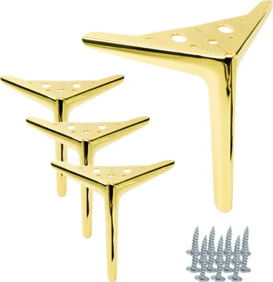Immagine prodotto di Elegante set di 4 gambe per mobili "Anchor" in cromo-oro, altezza 18 cm, viti incluse per una facile installazione, perfetto aggiornamento per qualsiasi interno.