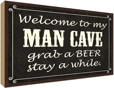 Produktbild von vianmo Holzschild 12x18 cm welcome to my MAN CAVE Männer Frauen