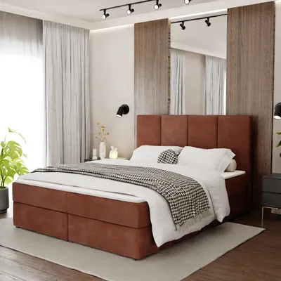 Obrázok produktu pre Muralo Country Bed 160X200 Taperovaná Dvojposť S Materiálom Honey
