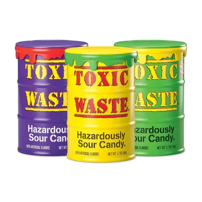 Produktbild von 3x 42g Toxic Waste Candy – Mystery Flavor | Extrem saures Bonbon | Überraschungsgeschmack | Fruchtig & ultra-sauer  + Heartforcards Versandschutz