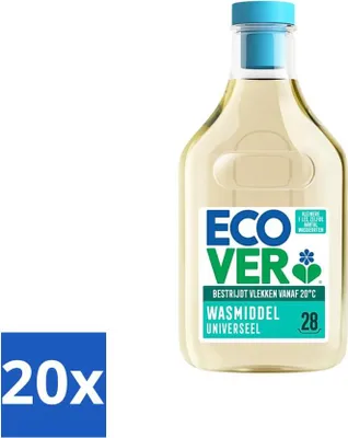 Produktbild von Ecover Universal-Waschmittel, Honigfolie und Jasmin, 28 Waschladungen, 1 Liter - Vorteilspack - 20 Stücke