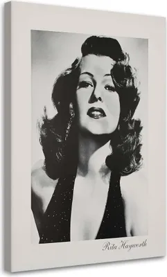 Produktbild von Leinwandbild rita hayworth - schwarz-weißes porträt 70x100 cm Feeby grau wandbild bereit zum aufhängen