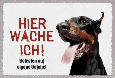Produktbild von vianmo Holzschild 20x30 cm Doberman hier wache eigene Gefahr