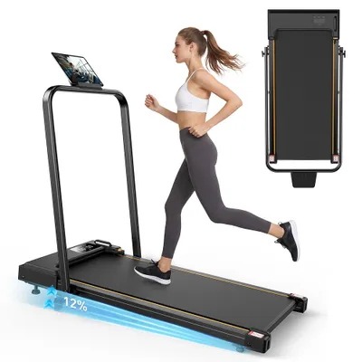 Produktbild von FT41 2‑in‑1 Heim‑Laufband mit manueller Neigung, bürstenloser Motor 0,75‑2,5 HP, 12 % Neigung für Bergsimulation, Geschwindigkeitsbereich 1‑10 km/h