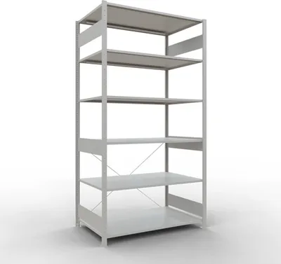 Produktbild von Schulte Fachbodenregal MULTIplus150 Stecksystem | Grundregal | HxBxT 250x130x80cm | 6 Ebenen | Fachlast 150kg | Lichtgrau
