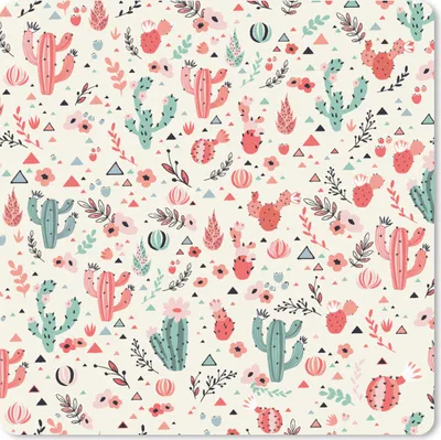 Produktbild von MuchoWow® Mauspad Mousepad Kaktus - Blumen - Pastell - Muster 30x30 cm - Mousepads - Maus Mat - Pad - Mausunterlage - Gaming