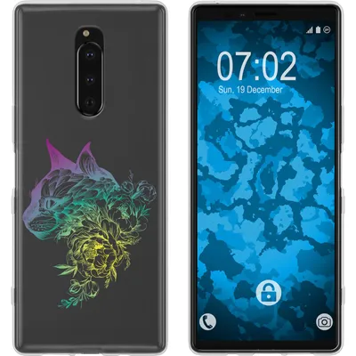 Produktbild von PhoneNatic Case kompatibel mit Sony Xperia 1 Silikon-Hülle Floral Katze M2-4