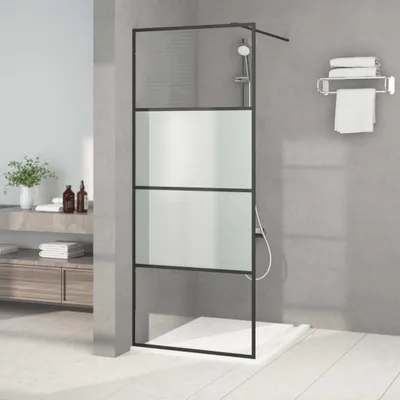 Produktbild von The Living Store Duschwand für Walk-In Dusche Schwarz 80x195 cm ESG Halbmattiert