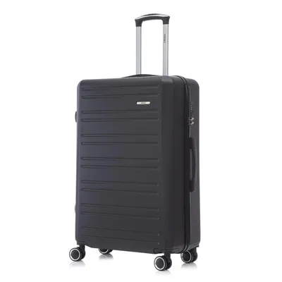 Produktbild von Koffer Trolley Reisekoffer Suitcase, Rollkoffer Handgepäck ,mit 4 Rollen 360°, Hartschalenreisekoffer, Zahlenschloss, Weicher Gummigriff (L, Schwarz)