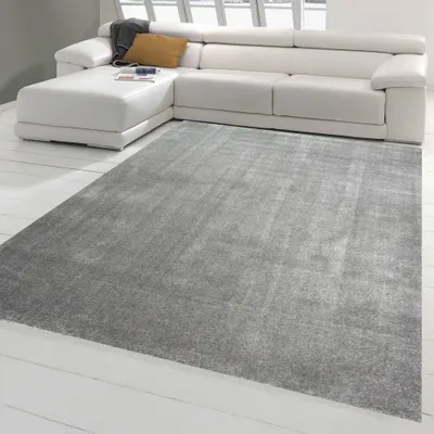 Produktbild von Teppich helles Anthrazit Uni modern weich gemütlich Wohnstil Größe - 120 x 170 cm