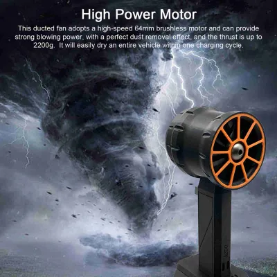 Zdjęcie produktu dla Ręczny wentylator turbo o ciągu 2200 g z silnikiem bezszczotkowym 64 mm, przenośny wentylator strumieniowy o dużej mocy do czyszczenia klawiatury, samochodu i wydmuchiwania kurzu
