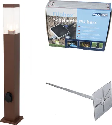 Produktbild von Gartenleuchte RostBraun 80 cm mit Steckdose IP44 Malios