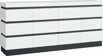 Produktbild von Kommode >CAMPANIA< 4 Türen, 2 Schübe, Alpinweiß / Anthrazit - 200x93x45cm (BxHxT)