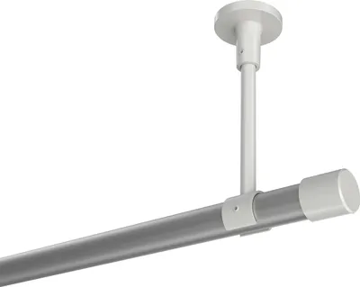 Produktbild von Interdeco Gardinenstange / Vorhangstange Silbergrau / Weiß, Typ Sonette Santo (Kappe) ohne Ringe, Deckenmontage, 20 mm Ø 1-läufig, 540 cm
