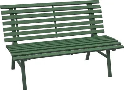 Image de Outsunny Banc de jardin banquette extšŠrieur 2 Places Assise Dossier š€ Lattes, en aluminium, dim. 123L x 67l x 79H cm, vert
