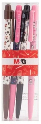 Produktbild von Automatischer Kugelschreiber, 0,7 mm, Cats&Dogs, blau, 4 Stück, Marke M&G