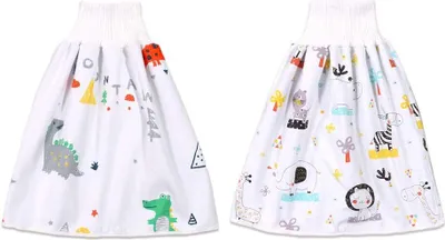 Produktbild von 2er Pack Baby Windelrock, L - Waschbar Trainingsrock für Baby Jungen Mädchen, 2 in 1 Wasserdicht Saugfähig Bequeme Kinder Windel Rock Windelhose mit Hoher Taille für Einen Guten Schlaf