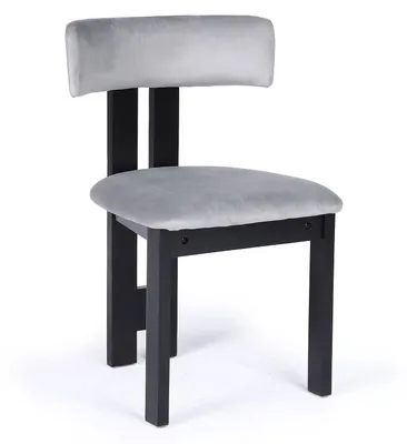 Image de MENZZO Chaise de salle à manger design Ceriz Bois noir et Velours Gris