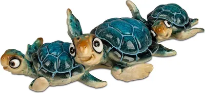 Produktbild von Dekofigur Schildkröten Familie Harry L. 21cm blau aus Kunststein Formano
