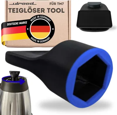 Produktbild von ULROAD kompatibel mit Vorwerk Thermomix TM7 Teigblume Teiglöser Messerdrehhilfe für Mixtopf Zubehör Drehhilfe Twister (schwarz/blau)