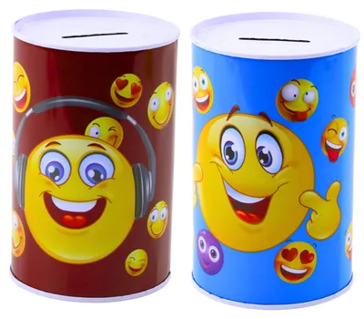 Immagine prodotto di Emoticon salvadanaio in metallo blu marrone 13 x 8 cm