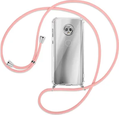 Produktbild von Handykette Backcover-Schutzhülle mit Band (Metall silberfarben) für Motorola Moto G6 - rosa