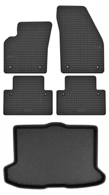 Image de Tapis en caoutchouc + bac de coffre pour Volvo C30 2006-2012 (hayon, coffre standard) – 5 pièces, noirs, sur mesure