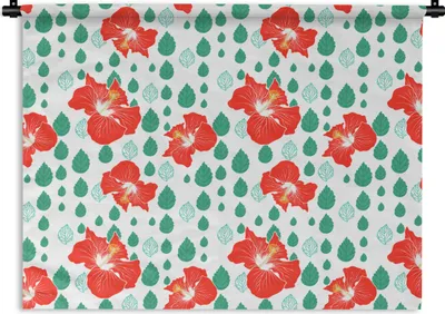 Produktbild von MuchoWow® Wandteppich Wandbehang Hibiskus - Muster - Hawaii - Blume 150x112.50 cm Tapisserie Dekoration Wandtuch - Wanddecke - Wandteppiche