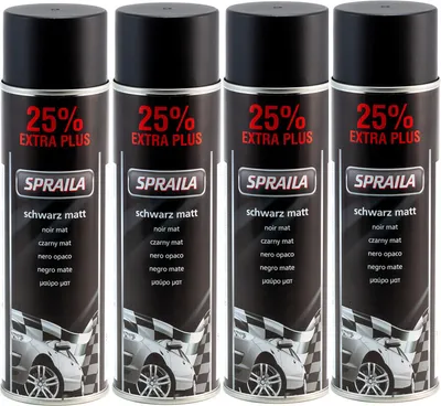 Produktbild von 4 x Auto Lackspray Dose Spraila Schwarz Matt 500ml