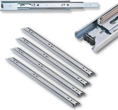 Produktbild von Teleskop Schubladenschienen Kugelgelagert – Vollauszug Silber – Belastbar bis 30 kg – Auszugsschienen aus Stahl für Küche, Büro, Werkstatt & Möbelbau 1/2/5 Paar