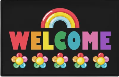 Produktbild von Trendation - Welcome Fußmatte Regenbogen Muster Willkommen Geschenk Außen Innenbereich 60x40 cm Schmutzabweisend Wasserfest